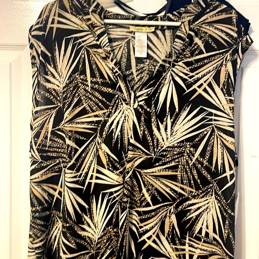 NWT Ladies Dress Blouse Black/beige